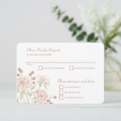 Blush Pink Rose Wedding RSVP Reply Modern Kaart (Staand voorkant)
