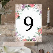 Blush Pink Rose Wedding Table Number Card Kaart