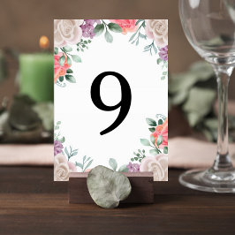 Blush Pink Rose Wedding Table Number Card Kaart