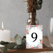 Blush Pink Rose Wedding Table Number Card Kaart