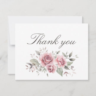 Blush Pink Rose Wedding Thank You Card Notitiekaartje