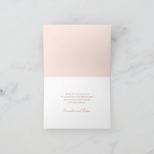 Blush Pink Rose Wedding Thank You Note Card (Binnen)