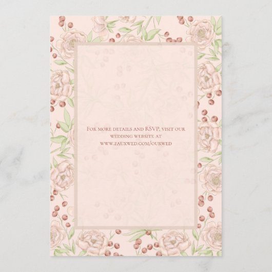 Blush Pink Rose Wedding Vintage Kaart (Achterkant)