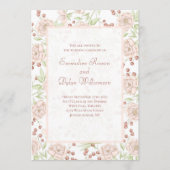 Blush Pink Rose Wedding Vintage Kaart (Voorkant)