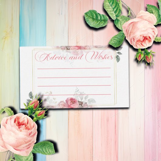 Blush Pink Roses Advies en wensen Kaart Notitiekaartje