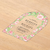 Blush Pink Roses Arch Floral Wedding Acryl Uitnodigingen (Laagn)