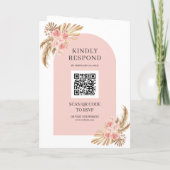 Blush Pink Roses Boho Pampas Arch QR Code Wedding (Achterkant)