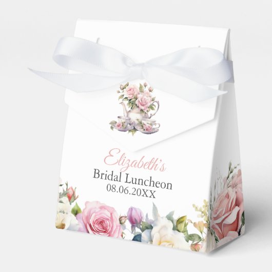 Blush Pink Roses Bridal Luncheon Tea Brunch Bedankdoosjes (Voorkant Zijde)