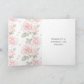  Blush Pink Roses bruiloft Kaart (Binnen)
