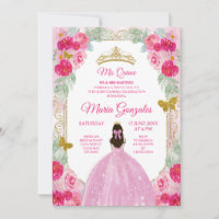 Blush Pink Roses Charra Mis Quince Uitnodiging