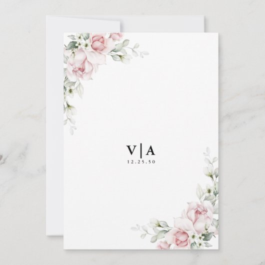 Blush Pink Roses de nacht voor de uitnodiging (Achterkant)