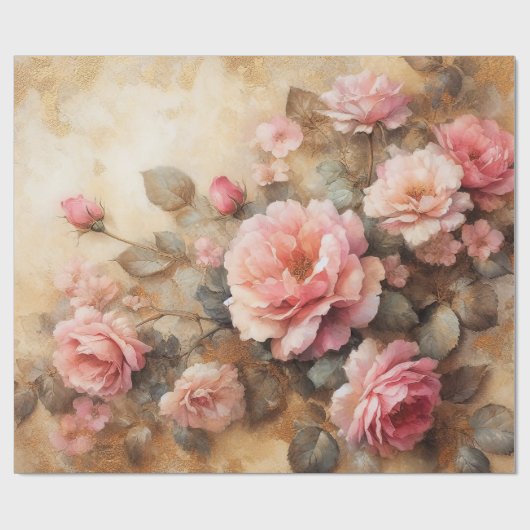 Blush Pink Roses  Decoupage Cadeaupapier (Vlak)