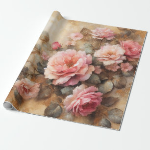 Blush Pink Roses Decoupage Cadeaupapier