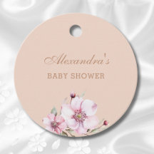 Blush Pink Roses Floral Baby shower Bedankt
