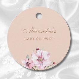 Blush Pink Roses Floral Baby shower Bedankt Bedankjes Labels