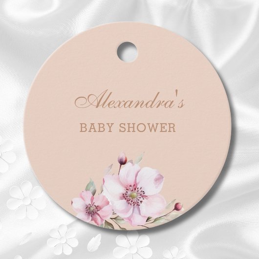 Blush Pink Roses Floral Baby shower Bedankt Bedankjes Labels