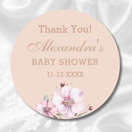 Blush Pink Roses Floral Baby shower Bedankt Ronde Sticker