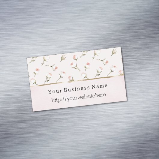 Blush Pink Roses Floral Business name website Magnetisch Visitekaartje (Voorbeeld)