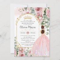 Blush Pink Roses Floral Dress Quinceañera Sweet 16