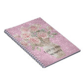 Blush Pink Roses Floral Sparkle  Notitieboek (Rechterzijde)
