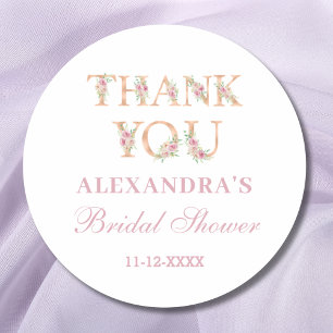 Blush Pink Roses Floral Vrijgezellenfeest Dank u Ronde Sticker