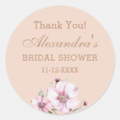 Blush Pink Roses Floral Vrijgezellenfeest Dank u Ronde Sticker (Voorkant)
