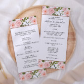 Blush Pink Roses Floral Wedding Programme Programmakaart