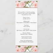 Blush Pink Roses Floral Wedding Programme Programmakaart (Achterkant)