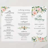 Blush Pink Roses Flowers Wedding Ceremony Program (Voorkant)