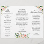 Blush Pink Roses Flowers Wedding Ceremony Program (Achterkant)