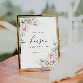 Blush Pink Roses Gast Hoeveel Kisses Teken Reclamebord Met Voetstuk
