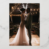 Blush Pink Roses Gold Foil Modern Wedding Folie Uitnodiging (Achterkant)