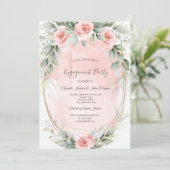 Blush Pink Roses Goud Lijst Kaart (Staand voorkant)