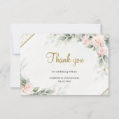 Blush Pink Roses groen en goud geometrisch Bedankkaart (Voorkant)