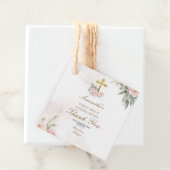 Blush Pink Roses Heilige Communie Dank u Label (In situ)