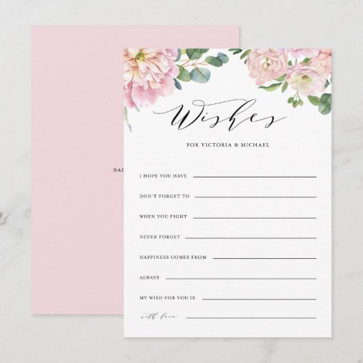 Blush Pink Roses Huwelijksadvies en wensen Kaart (Voorkant / Achterkant)