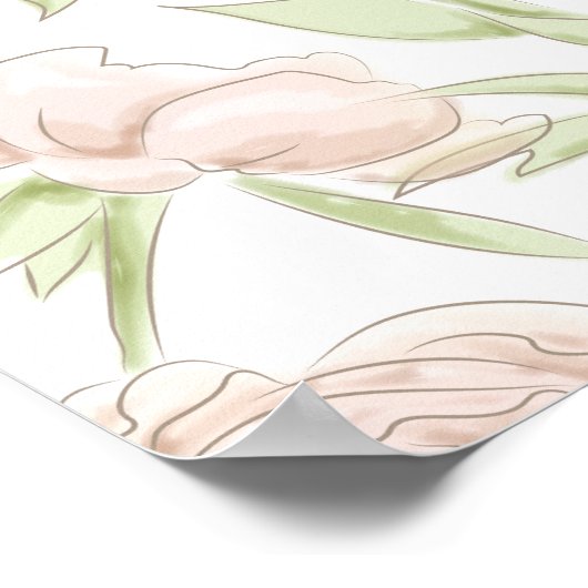 Blush Pink Roses Modern Wedding Seating Chart Poster (Hoek)