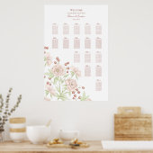 Blush Pink Roses Modern Wedding Seating Chart Poster (Keuken)