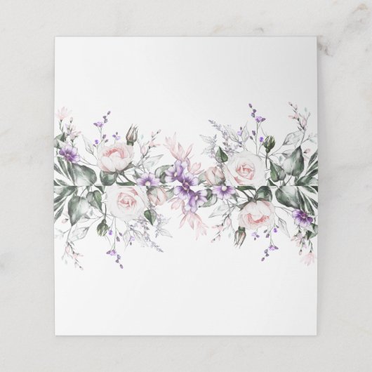 Blush Pink Roses Paarse Wildflower Plaatskaarten Plaatskaartje (Buitenkant ongevouwen)