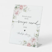 Blush Pink Roses Recept Kaart Teken Reclamebord Met Voetstuk (Voorkant)