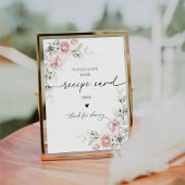 Blush Pink Roses Recept Kaart Teken Reclamebord Met Voetstuk