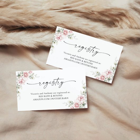 Blush Pink Roses Registry Enclosure Kaart