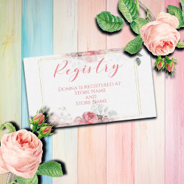 Blush Pink Roses Registry Kaart Notitiekaartje