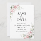 Blush Pink Roses Save The Date Kaart (Voorkant)