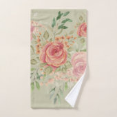 Blush Pink Roses Struik Waterverf Art Bad Handdoek (Handdoek)