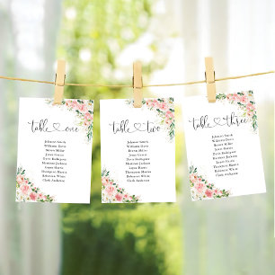 Blush Pink Roses Tafel Nummer 1 Zitkaart