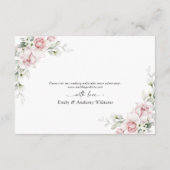 Blush Pink Roses Trouwceremonie Receptie Kaart (Achterkant)