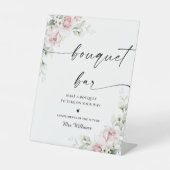Blush Pink Roses Vrijgezellenfeest Boeket Bar Teke Reclamebord Met Voetstuk (Voorkant)