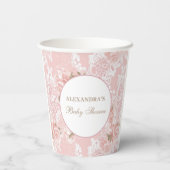 Blush Pink Roses Waterverf Floral Baby shower Papieren Bekers (Achterkant)