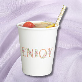 Blush Pink Roses Waterverf Floral Baby shower Papieren Bekers